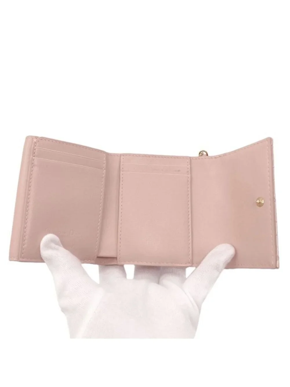 Dior Lady Lotus Bifold Wallet Patent Leather